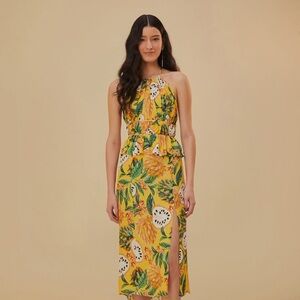 Farm rio Yellow Biriba Sleeveless Midi Dress NWT size medium